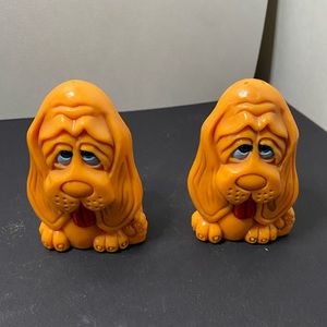 Vintage Orange Plastic Hound Dog Salt and Pepper Shakers 70βs